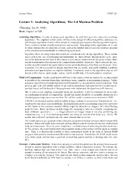 Lecture 2: Analyzing Algorithms: the 2-D Maxima Problem