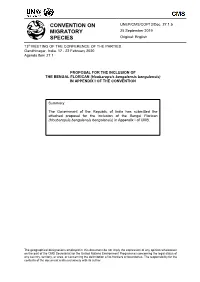 Proposal for Inclusion of the Bengal Florican in Appendix I of The