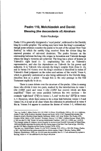 Psalm 110, Melchizedek and David: Blessing (The Descendants Of) Abraham