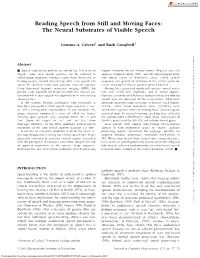 Reading Speech from Still and Moving Faces: the Neural Substrates of Visible Speech