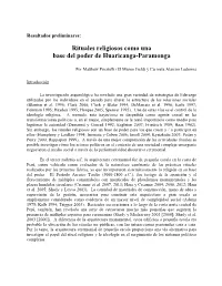 Rituales Religiosos Como Una Base Del Poder De Huaricanga-Paramonga