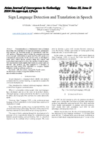 Sign Language Detection and Translation in Speech