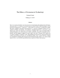 The Ethics of Persuasion in Technology