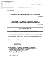 1 Specific Claims Tribunal Between: Timiskaming First