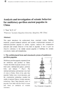 Analysis and Investigation of Seismic Behavior for Multistory-Pavilion Ancient Pagodas In