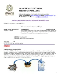 Carbondale Unitarian Fellowship Bulletin