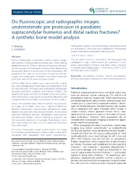 Do Fluoroscopic and Radiographic Images Underestimate Pin Protrusion in Paediatric Supracondylar Humerus and Distal Radius Fractures? a Synthetic Bone Model Analysis