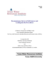 Reconnaissance Survey of Salt Sources and Loading Into the Pecos River
