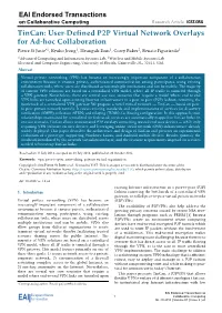 User-Defined P2P Virtual Network Overlays for Ad-Hoc Collaboration