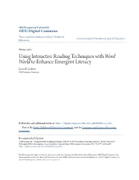 Using Interactive Reading Techniques with &lt;I&gt;Word World&lt;/I&gt; To