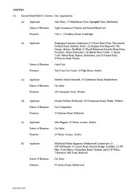 (A) Applicant: Nature of Business: Premises