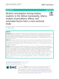 Alcohol Consumption Among Tertiary Students in the Hohoe Municipality