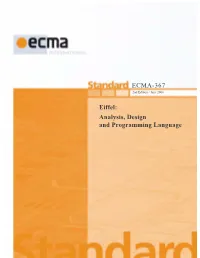 Eiffel: Analysis, Design and Programming Language ECMA-367