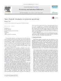 Hans J. Eysenck: Introduction to Centennial Special Issue