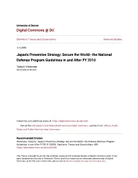 Japan's Preventive Strategy: Secure the World—The National Defense Program Guidelines in and After FY 2010