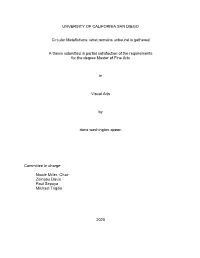 UNVERSITY of CALIFORNIA SAN DIEGO Circular Metafictions