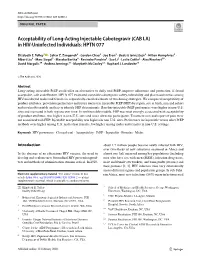 Acceptability of Long-Acting Injectable Cabotegravir (CAB LA) in HIV