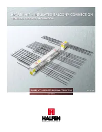 Halfen Hit – Insulated Balcony Connection Hit 13-Us