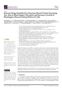 Known Drugs Identified by Structure-Based Virtual Screening