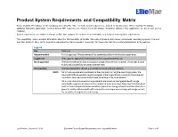 Product System Requirements and Compatibility Matrix