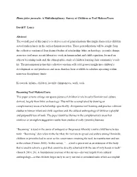 A Multidisciplinary Survey of Children As Tool Makers/Users