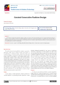 Curated Generative Fashion Design