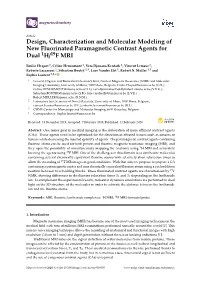 Design, Characterization and Molecular Modeling of New Fluorinated Paramagnetic Contrast Agents for Dual 1H/19F MRI