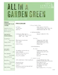 Garden Green Program Notes