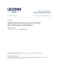 Haloarchaeal Species Genesis: Diversity, Recombination, and Evolution Nikhil Ram Mohan University of Connecticut - Storrs, R Nikhil85@Yahoo.Com