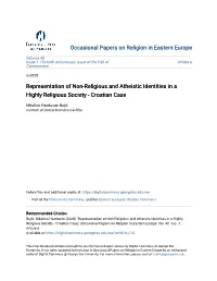 Representation of Non-Religious and Atheistic Identities in a Highly Religious Society - Croatian Case