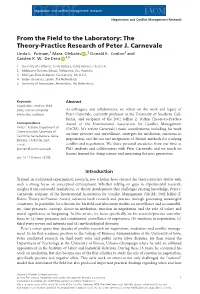 The Theory‐Practice Research of Peter J. Carnevale