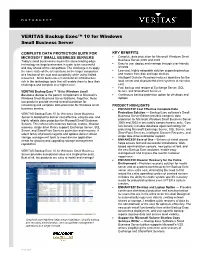 Backup Exec 9.1 for Windows Servers SBS Data Sheet