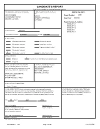 Candidate's Report