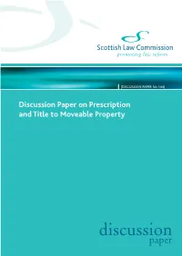 Discussion Paper on Prescription and Title to Moveable Property