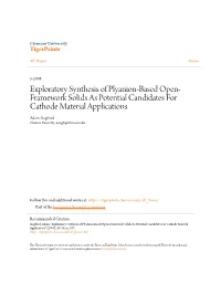 Exploratory Synthesis of Plyanion-Based Open-Framework Solids As Potential Candidates for Cathode Material Applications" (2008)
