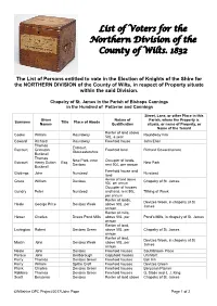 List of Voters for the Southern Division of the County of Wilts