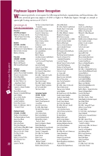 Playhouse Square Donor Recognition