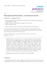 Ring-Opening Polymerization—An Introductory Review