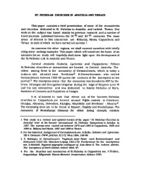 ST. NICHOLAS CHURCHES in ANATOLIA and THRACE This Paper Contains a Brief Presentation of Some of the Monasteries and Churches De
