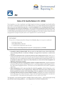 Status of Air Quality Bylaws in BC