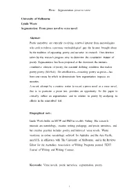 Weste Segmentation, Prose to Verse University of Melbourne Lynda