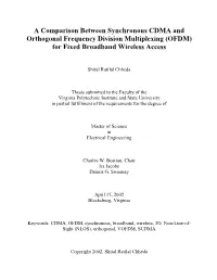 A Comparison Between Synchronous CDMA and Orthogonal Frequency Division Multiplexing (OFDM) for Fixed Broadband Wireless Access