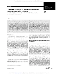 A Review of Prostate Cancer Genome-Wide Association Studies (GWAS)