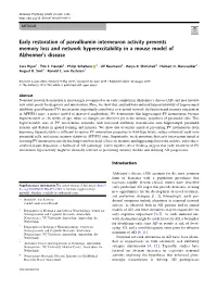 Early Restoration of Parvalbumin Interneuron Activity Prevents Memory Loss and Network Hyperexcitability in a Mouse Model of Alzheimer’S Disease