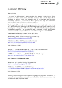 Inquiry Into IT Pricing