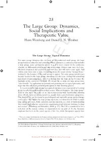 The Large Group: Dynamics, Social Implications and Therapeutic Value Haim Weinberg and Daniel J