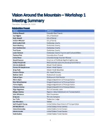 Workshop 1 Meeting Summary