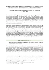 1 Submissions to the Task Force Constituted To