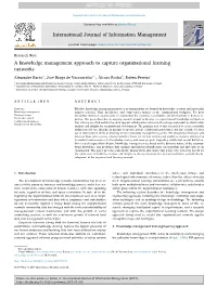 A Knowledge Management Approach to Capture Organizational Learning