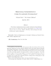 Behavioral Implementation Under Incomplete Information∗